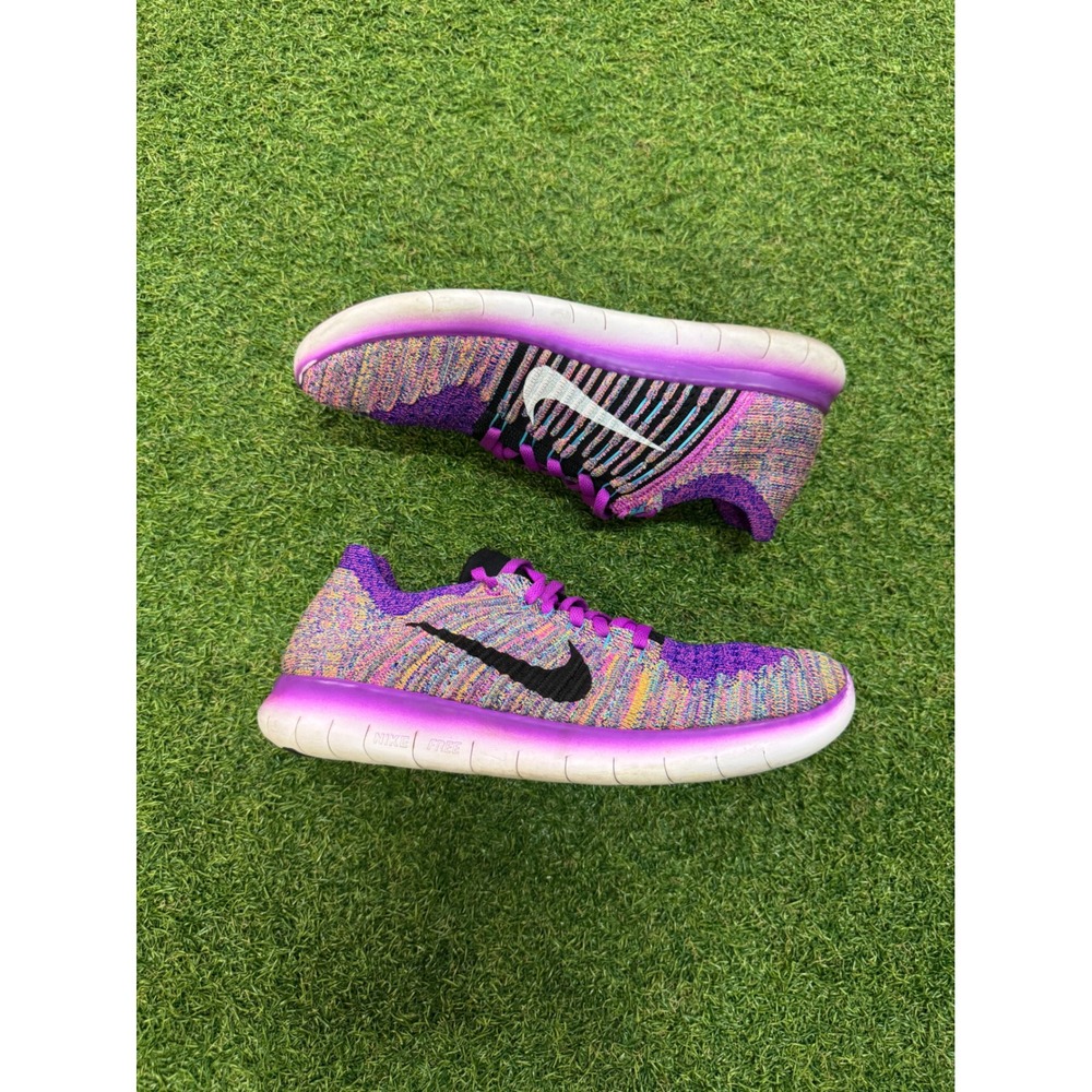 Nike Free RN Flyknit Purple Multi Color Running Shoes 831070-500 Womens 9